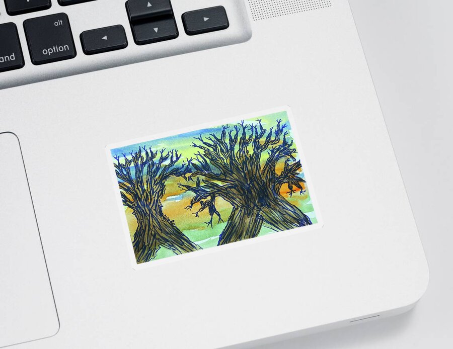 Trees Sticker featuring the painting Naked Trees #22 by Anjel B Hartwell