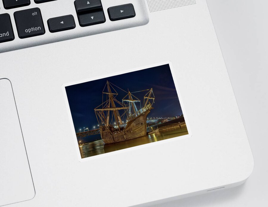 Tall Ship Sticker featuring the photograph Nao Trinidad by Jerry Gammon