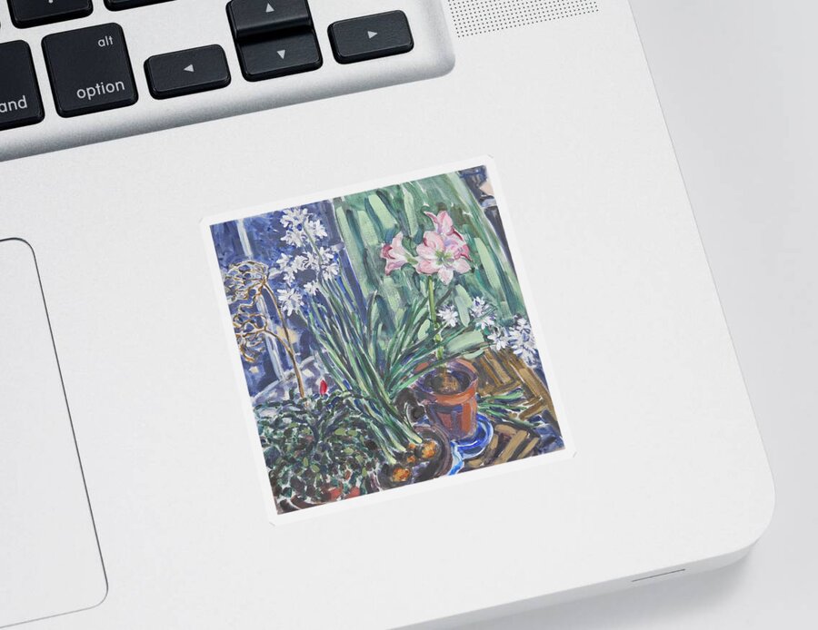 Narcissus Sticker featuring the painting Narcissus, Amaryllis by Thomas Dans