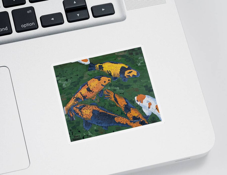 Fish Sticker featuring the painting Narita Koi by Nick Ferszt