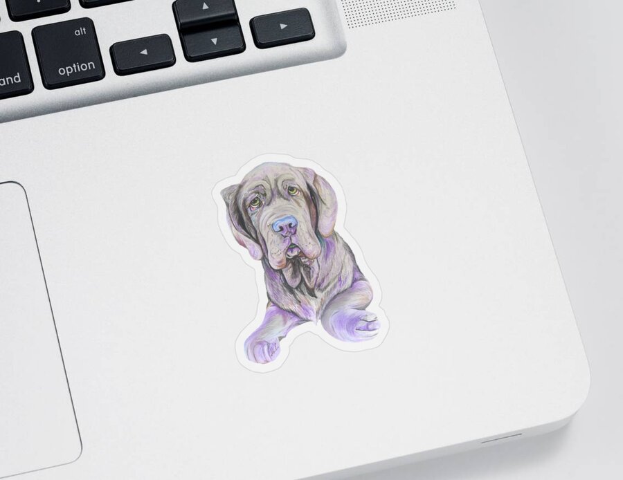 Mastiff Sticker featuring the drawing Neapolitan Mastiff by Maria Sibireva