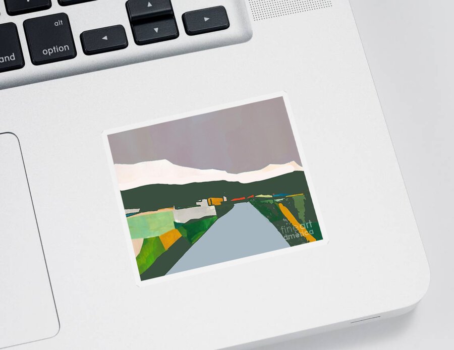 Landscape Sticker featuring the painting Near the town by Vesna Antic