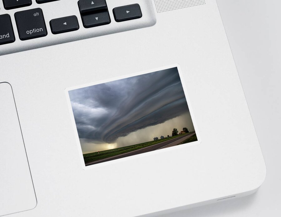 Nebraskasc Sticker featuring the photograph Nebraska Shelf Cloud Madness 021 by Dale Kaminski