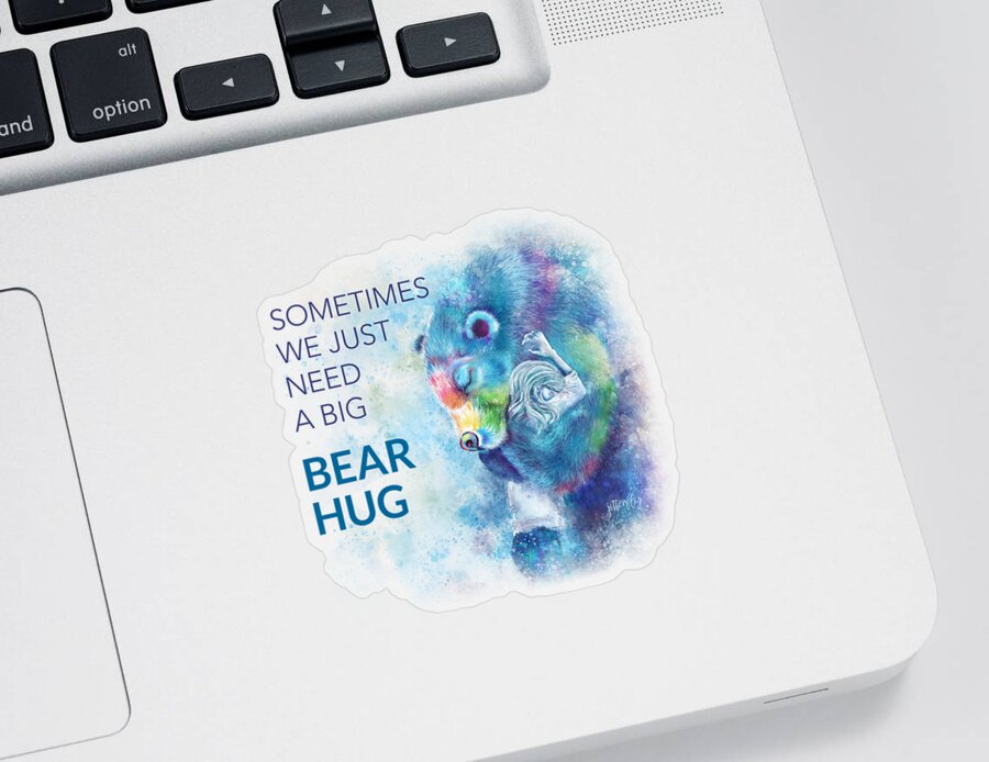 Need A Hug Sticker featuring the digital art Need A Bear Hug by Laura Ostrowski