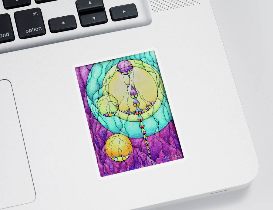 Kim Mcclinton Sticker featuring the drawing Neural Bubbles by Kim McClinton
