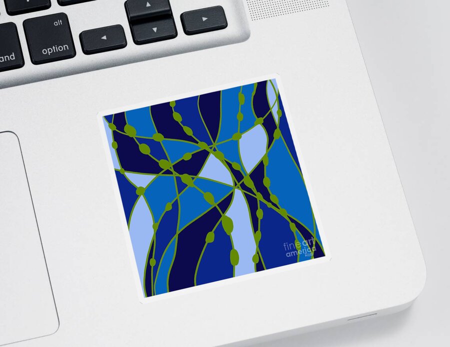 Blues Sticker featuring the digital art Neurographic Art under the ocean by Elaine Hayward