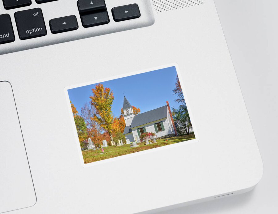 Granby Sticker featuring the photograph New England White Chapel Granby Vermont by Juergen Roth