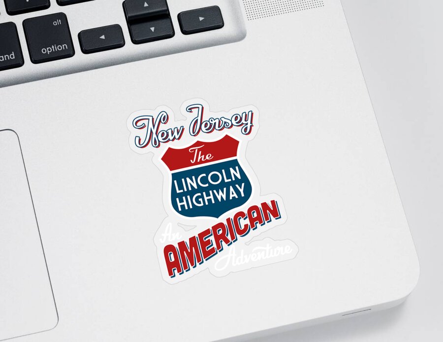 New Jersey Sticker featuring the digital art New Jersey Lincoln Highway America by Flo Karp