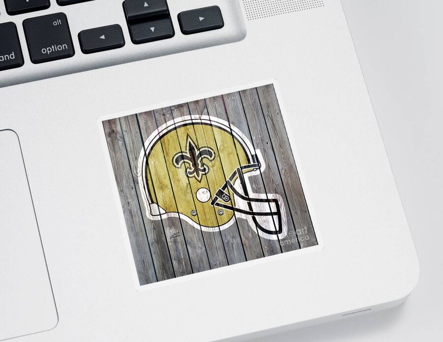 New Orleans Saints Sticker featuring the digital art New Orleans Saints Wood Helmer by CAC Graphics