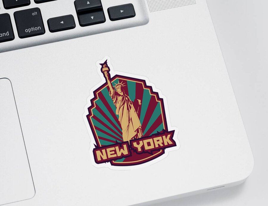 New York City Sticker featuring the digital art New York Statue Of Liberty by Jacob Zelazny