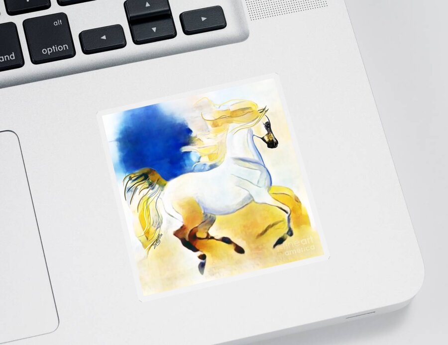 Equestrian Art Sticker featuring the digital art NFT Cantering Horse 008 by Stacey Mayer by Stacey Mayer
