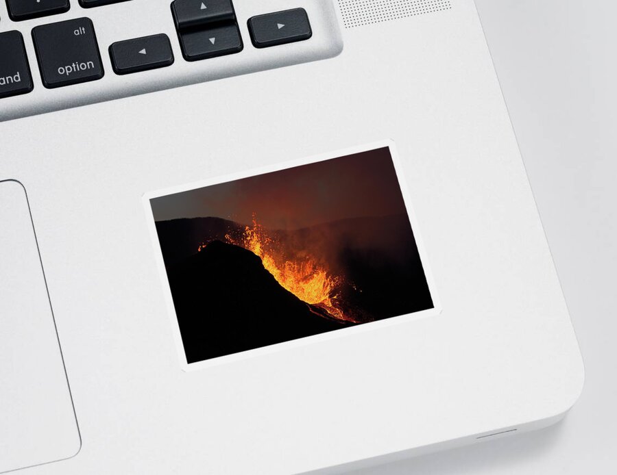 Volcano Sticker featuring the photograph Night fire #1 by Christopher Mathews