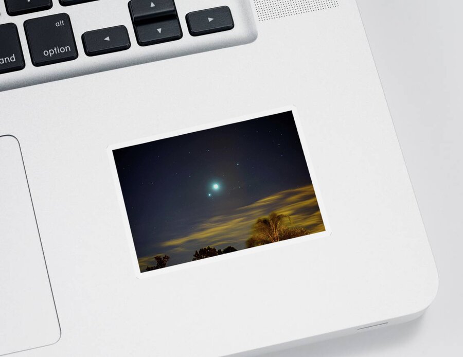 Moon Sticker featuring the photograph Night Sky by Dennis Dugan