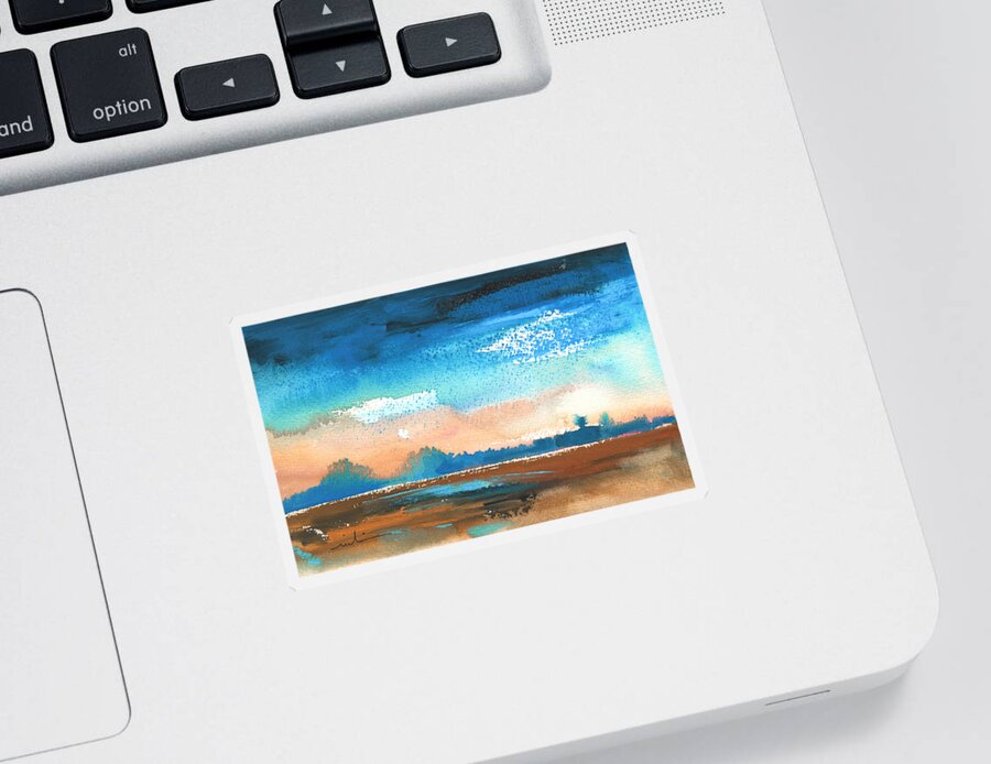 Landscape Sticker featuring the painting Nightfall 36 by Miki De Goodaboom