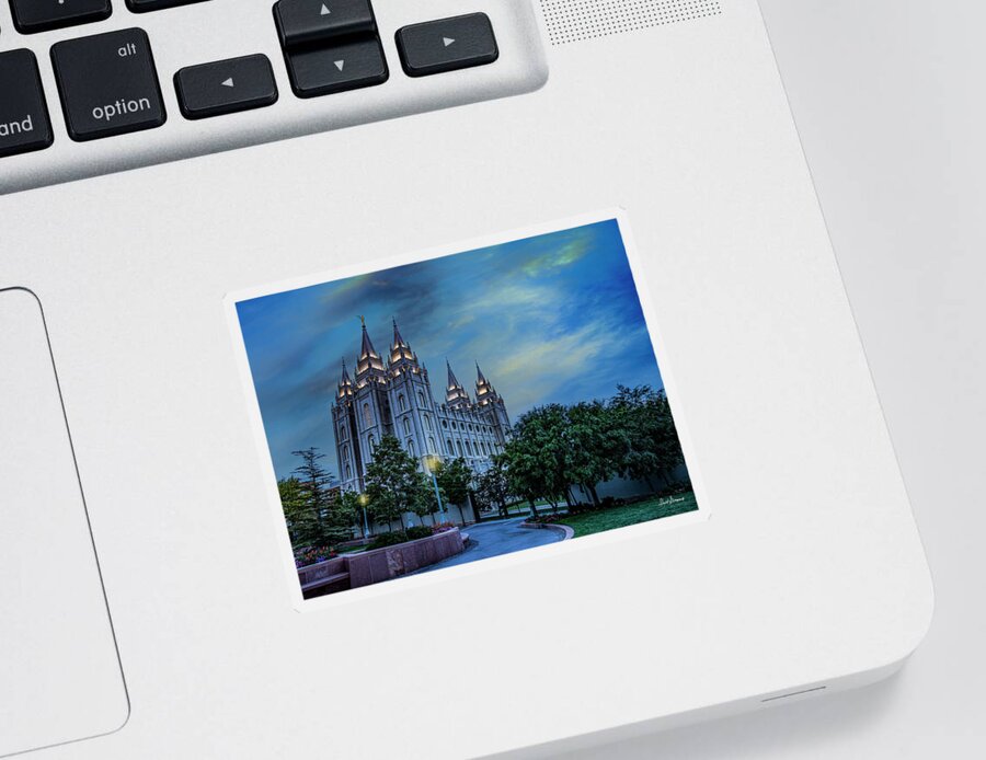 Salt Lake Temple Sticker featuring the photograph Nightglow by David Simpson