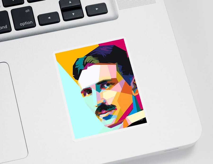 Nikola Tesla Sticker featuring the digital art Nikola Tesla by Vesna Antic