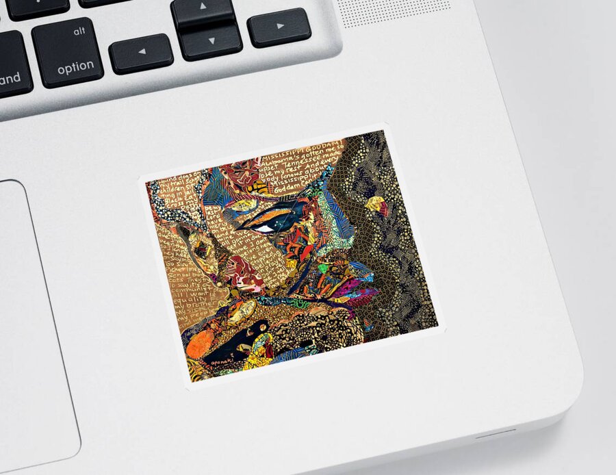 Nina Simone Sticker featuring the tapestry - textile Nina Simone Fragmented- Mississippi Goddamn by Apanaki Temitayo M