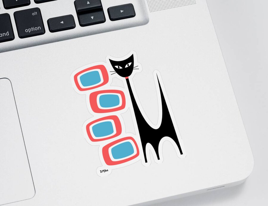 Atomic Sticker featuring the digital art No Background Atomic Cat Blue Pink by Donna Mibus