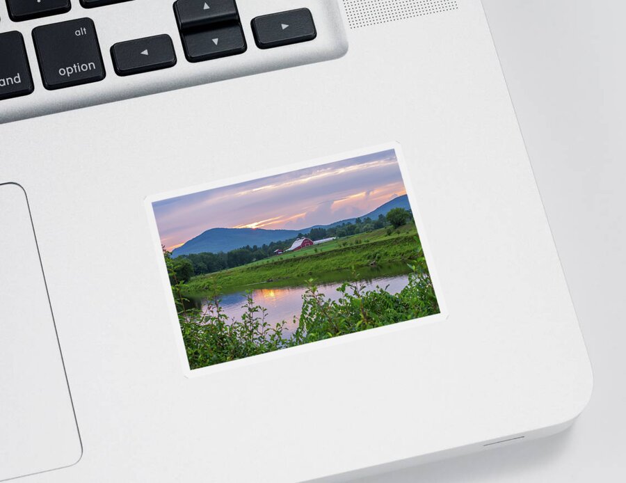 North Sticker featuring the photograph North Country Barn Sunset by Chris Whiton