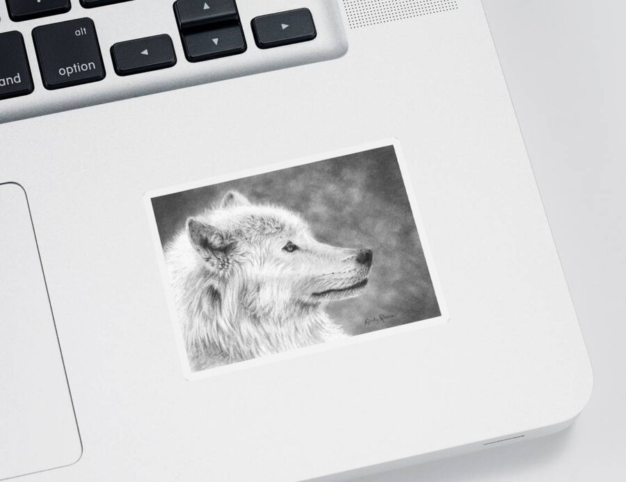 Wolf Sticker featuring the drawing White Wolf by Kirsty Rebecca