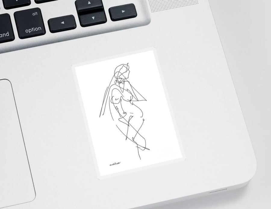 Female Sticker featuring the drawing Nude Female Drawings 6 by Gordon Punt