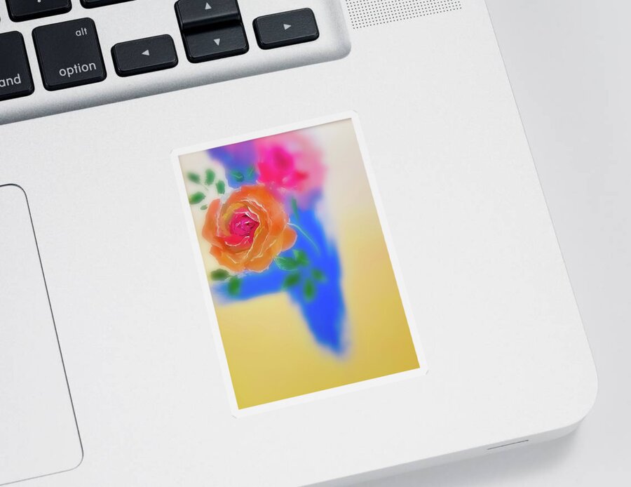 Rose Sticker featuring the painting Nude Rose by Lisa Kaiser