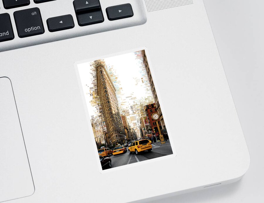 Numbers Sticker featuring the photograph Numbers Collection - Manhattan Flatiron by Philippe HUGONNARD