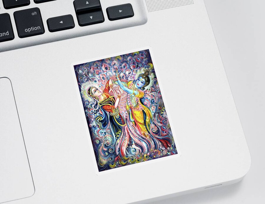 Krishna Sticker featuring the painting Ocean Dance by Harsh Malik