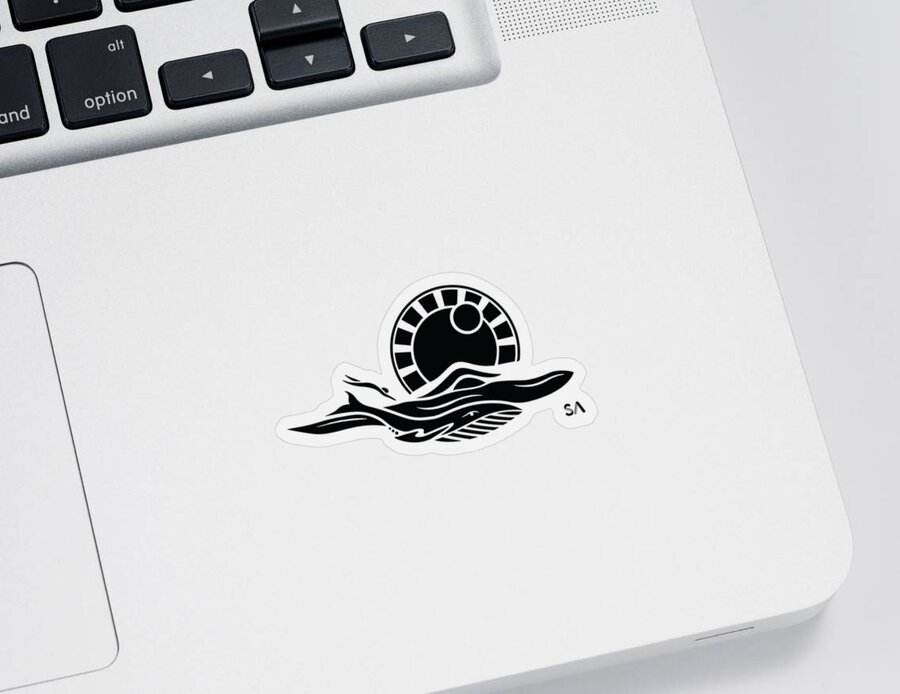 Black And White Sticker featuring the digital art Ocean Swim by Silvio Ary Cavalcante