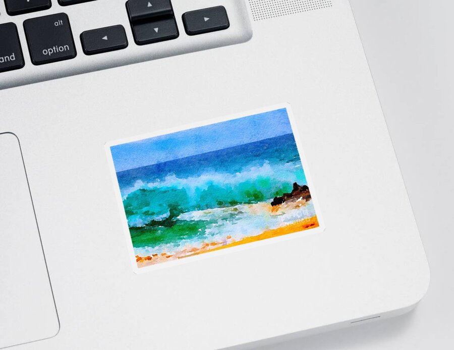 Ocean Sticker featuring the photograph Ocean wave watercolor by Theresa D Williams