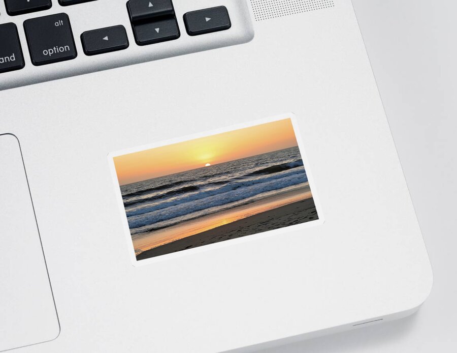 Ventura Sticker featuring the photograph Ocean Waves at Sunset by Matthew DeGrushe