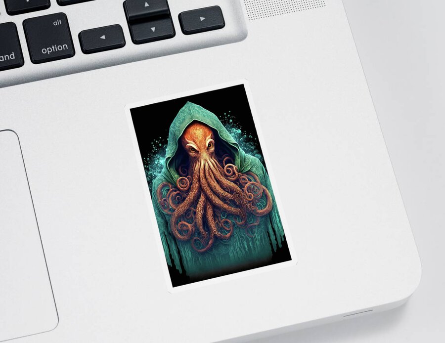 Octopus Sticker featuring the digital art Octopus Fashion 02 by Matthias Hauser