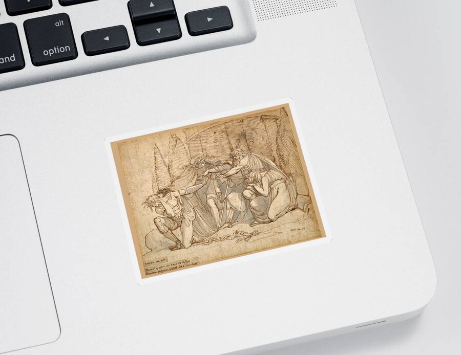 Henry Fuseli Sticker featuring the drawing Oedipus at Colonus, Cursing his Son Polynices by Henry Fuseli