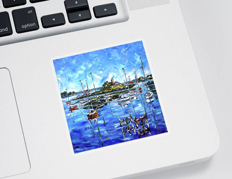 Harbor Scene Sticker featuring the painting Off The Coasts Of Brittany by Mirek Kuzniar