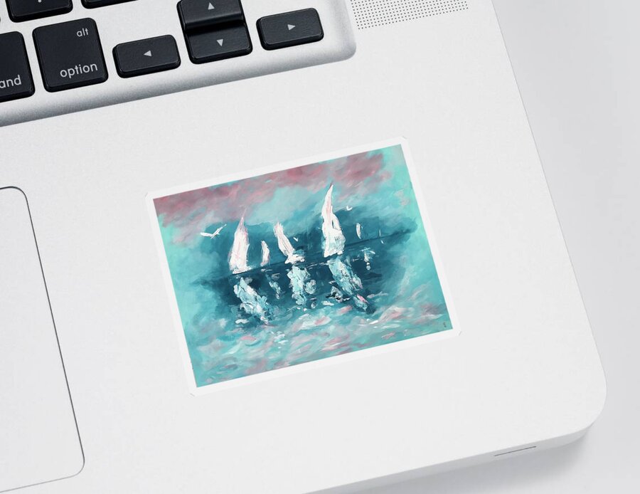 Art Sticker featuring the painting Offshore by Deborah Smith