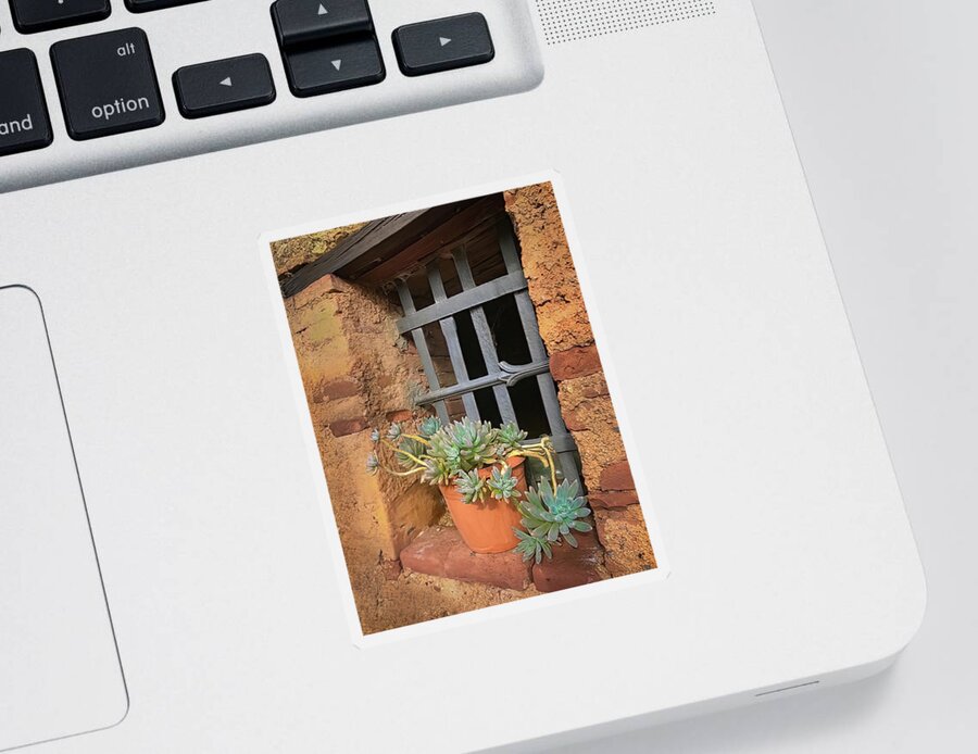 Tuscan Window Sticker featuring the photograph Old Historic Tuscan Windowsill by Rebecca Herranen