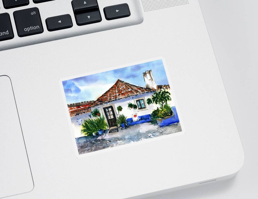 Portugal Sticker featuring the painting Old Portuguese Cottage House by Dora Hathazi Mendes