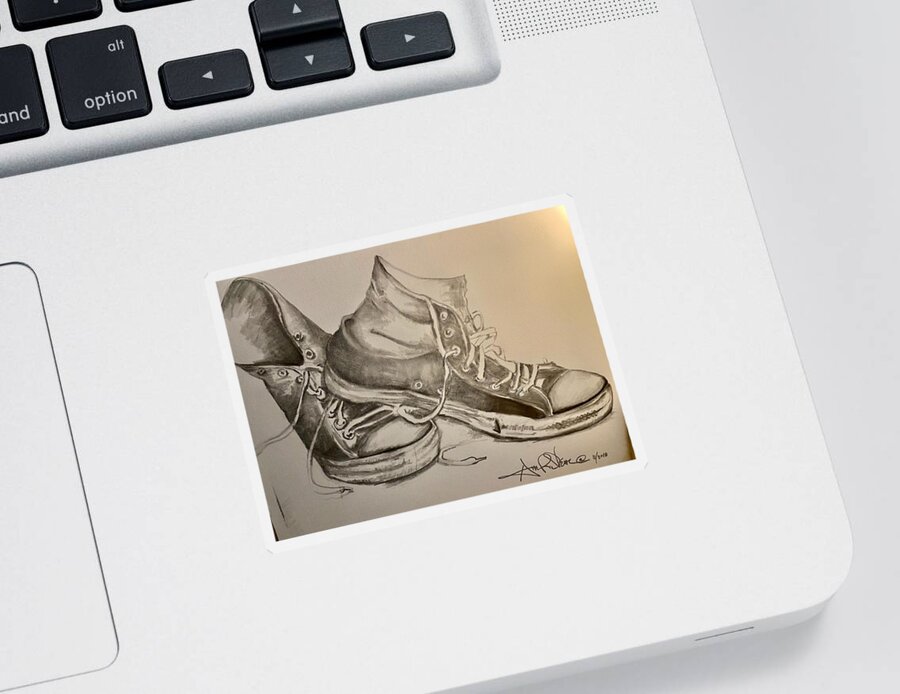  Sticker featuring the drawing Ole Sneakers by Angie ONeal