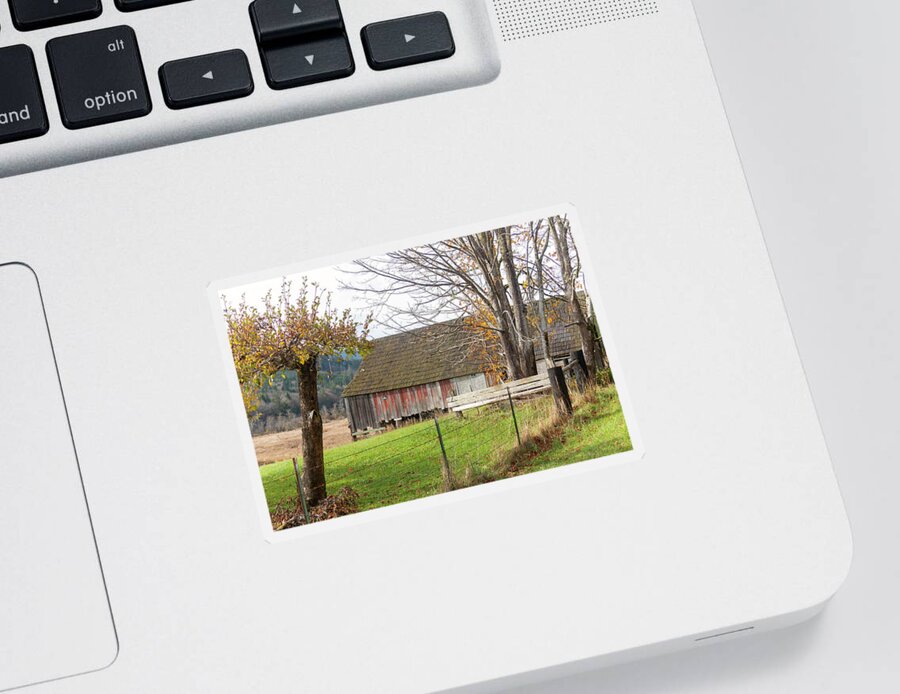 Olympic Peninsula Sticker featuring the photograph Olympic Peninsula Barn by Cathy Anderson