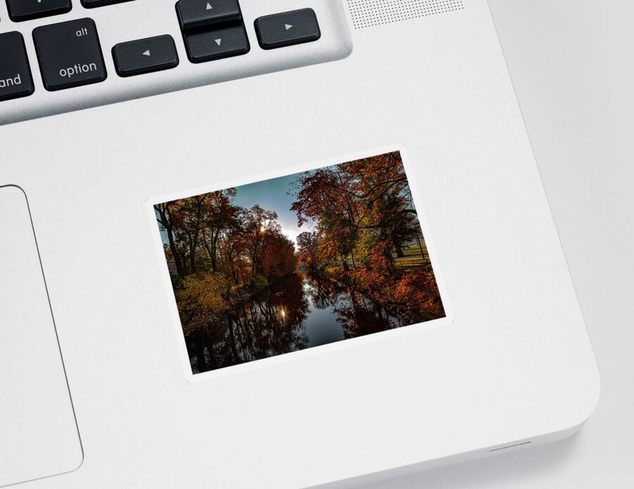 Michigan State University Sticker featuring the photograph On the banks of the Red Cedar in the fall by Eldon McGraw
