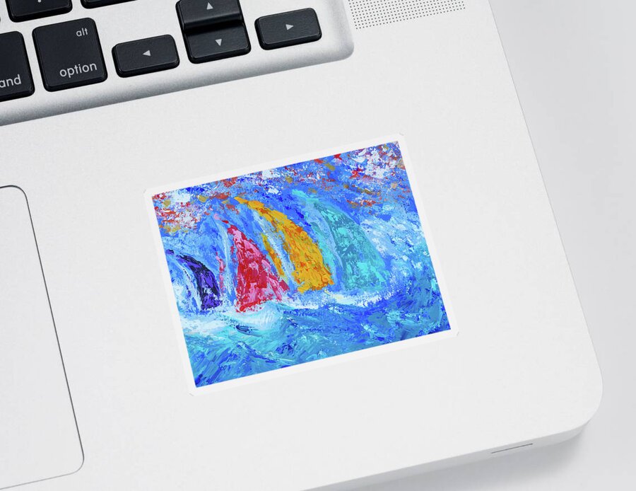 Ocean Sticker featuring the painting On the Breeze by Bonny Puckett