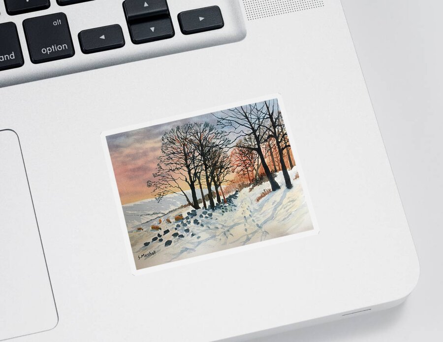 Watercolour Sticker featuring the painting Once Upon a Winter Walk by Glenn Marshall