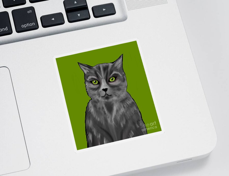 Cute Pussycat Sticker featuring the digital art One cute cat painting by Elaine Hayward