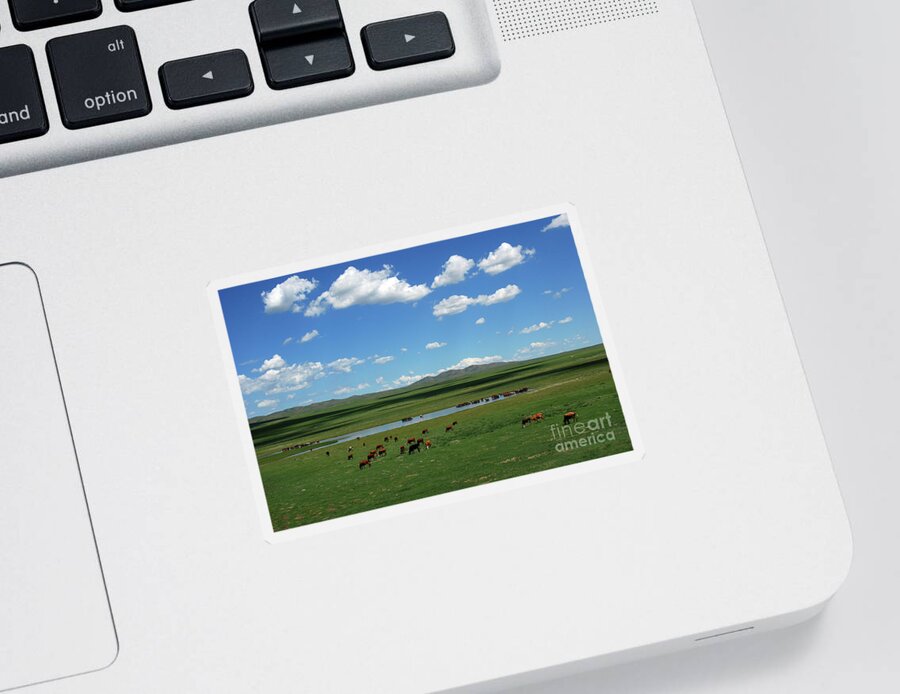 One Day Countryside Sticker featuring the photograph One day Countryside by Elbegzaya Lkhagvasuren