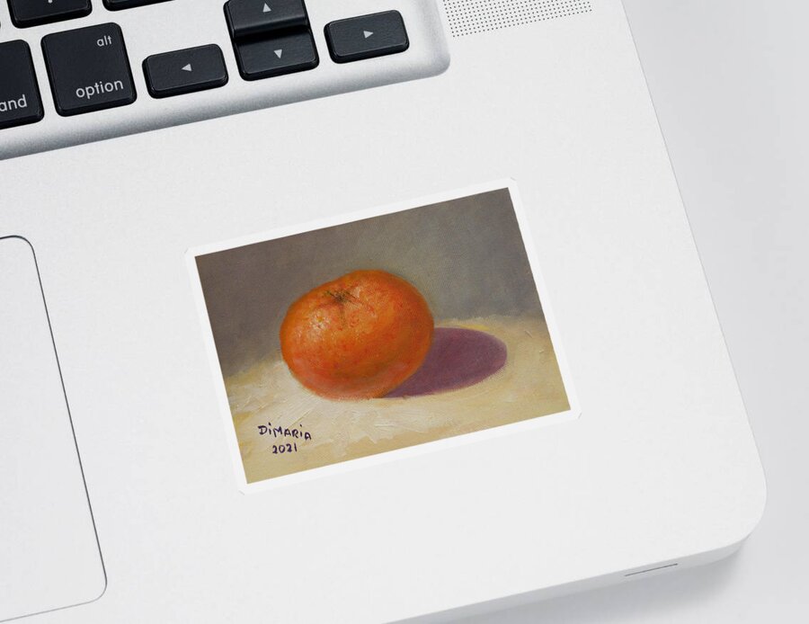 Realism Sticker featuring the painting One Tangerine on White Cloth by Donelli DiMaria