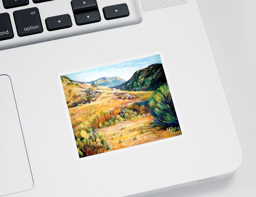 Landscape Sticker featuring the pastel Open Space East of Albuquerque by Marian Berg
