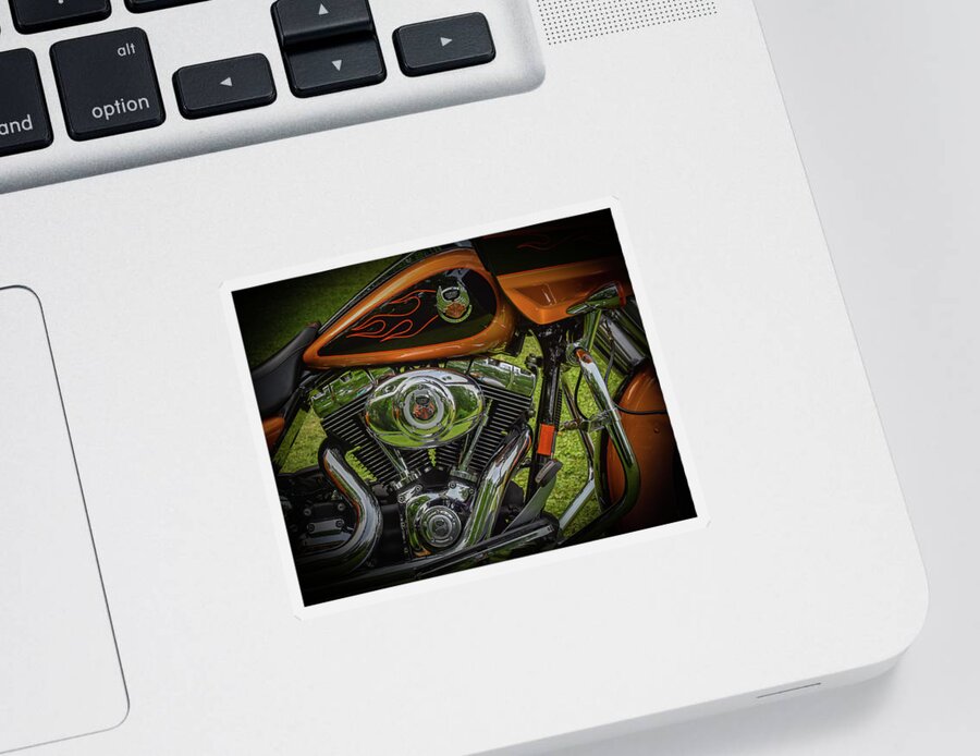 Harley Sticker featuring the photograph Orange Harley by Michelle Wittensoldner