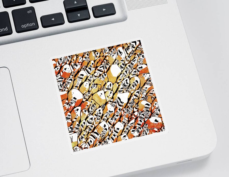 Abstract Sticker featuring the digital art Orange Shapes Watercolor by Phil Perkins