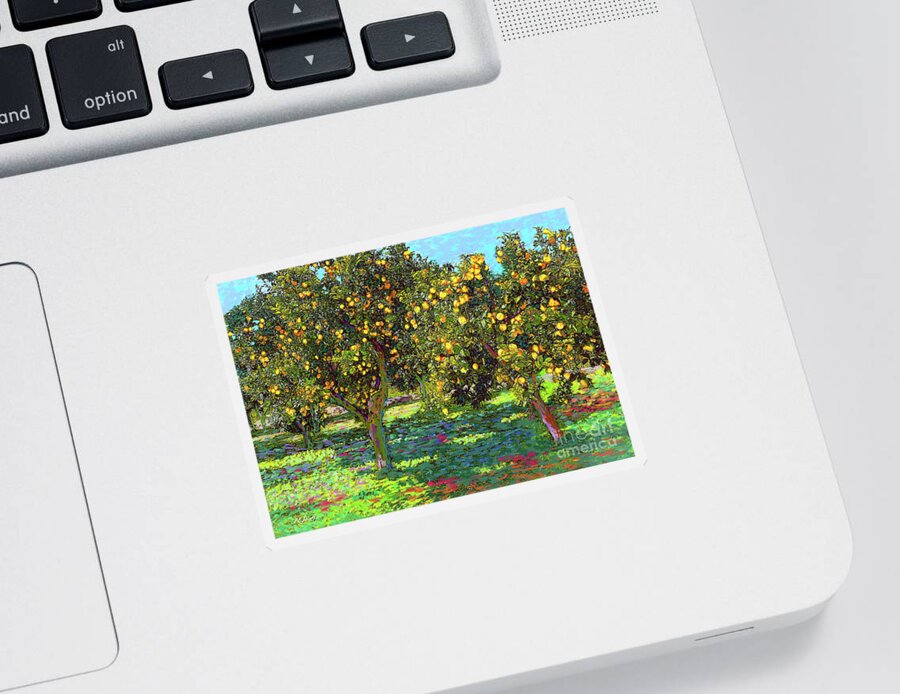 Landscape Sticker featuring the painting Orchard of Lemon Trees by Jane Small
