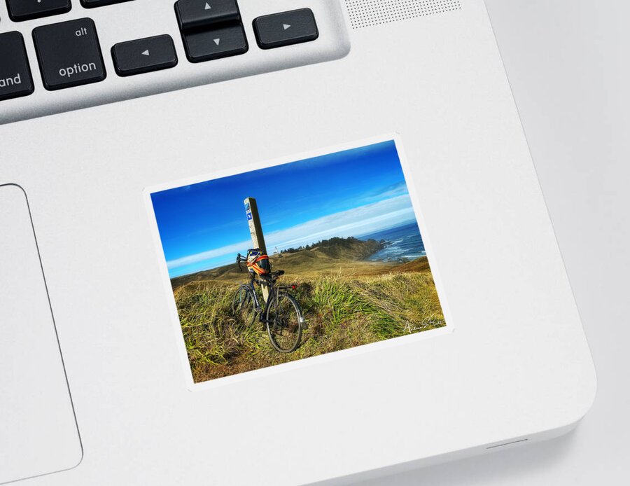Bicycle Sticker featuring the photograph Oregon Coast Kickstand by Andrea Platt